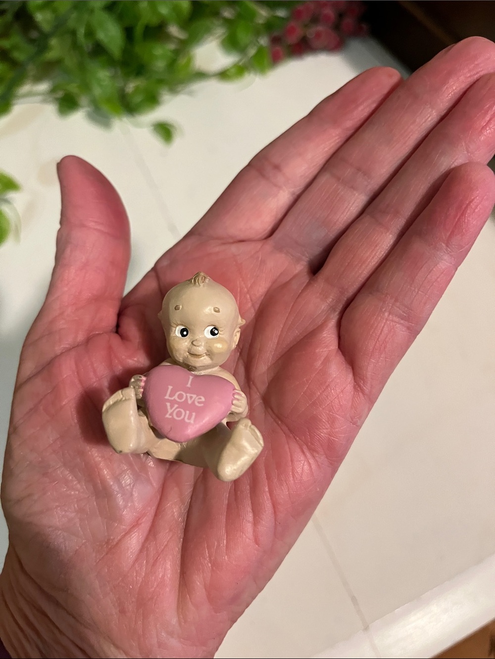 Kewpie DOLL Mini Enesco 1993 Vintage - Heart “I Love You” On It, NO CHIPS/CRACKS